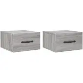 vidaXL Nachtkastjes 2 st wandgemonteerd 35x35x20 cm grijs sonoma eiken