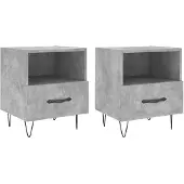 vidaXL Nachtkastjes 2 st 40x35x47,5 cm bewerkt hout betongrijs