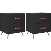 vidaXL Nachtkastjes 2 st 40x35x47,5 cm bewerkt hout zwart