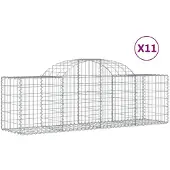 vidaXL Gabionen met boogvorm, 11 stuks, 200x50x60/80 cm, verzinkt staal