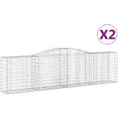 vidaXL Gabionen met boogvorm, 2 stuks, 400x50x100/120 cm, verzinkt staal