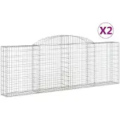 vidaXL Gabionen met boogvorm, 2 stuks, 300x30x100/120 cm, verzinkt staal