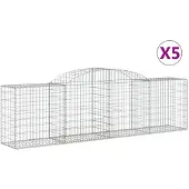 vidaXL Gabionen met boogvorm, 5 stuks, 300x50x80/100 cm, verzinkt staal