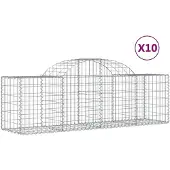 vidaXL Gabionen met boogvorm, 10 stuks, 200x50x60/80 cm, verzinkt staal