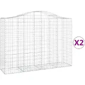 vidaXL Gabionen met boogvorm, 2 stuks, 200x50x140/160 cm, verzinkt staal