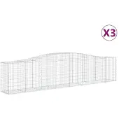 vidaXL Gabionen met boogvorm, 3 stuks, 400x50x80/100cm, verzinkt staal