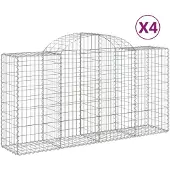 vidaXL Gabionen met boogvorm, 4 stuks, 200x50x100/120 cm, verzinkt staal