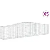 vidaXL Gabionen met boogvorm, 5 stuks, 400x50x80/100cm, verzinkt staal