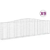 vidaXL Schanskorven 9 st gewelfd 400x30x100/120 cm ijzer