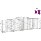 vidaXL Gabionen met boogvorm, 8 stuks, 400x50x100/120 cm, verzinkt staal