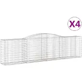 vidaXL Gabionen met boogvorm, 4 stuks, 400x50x100/120cm, verzinkt staal