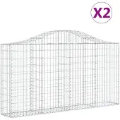 vidaXL Schanskorven 2 st gewelfd 200x30x100/120 cm ijzer
