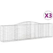 vidaXL Gabionen met boogvorm, 3 stuks, 400x50x100/120 cm, verzinkt staal