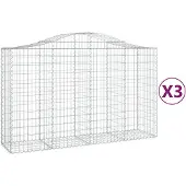 vidaXL Gabionen met boogvorm, 3 stuks, 200x50x120/140 cm, verzinkt staal