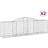 vidaXL Schanskorven 2 st gewelfd 300x50x80/100 cm gegalvaniseerd ijzer
