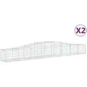 vidaXL Gabionen met boogvorm, 2 stuks, 400x50x40/60 cm, verzinkt staal