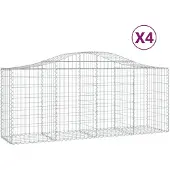 vidaXL Gabionen met boogvorm, 4 stuks, 200x50x80/100 cm, verzinkt staal