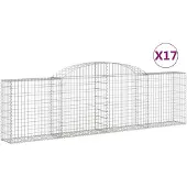 vidaXL Gabionen met hoge boog, 17 stuks, 300x30x80/100 cm, verzinkt staal