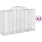 vidaXL Schanskorven 2 st gewelfd 200x50x120/140 cm ijzer