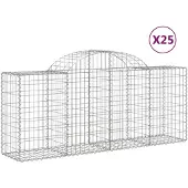 vidaXL Gabionen met boogvorm, 25 stuks, 200x50x80/100 cm, verzinkt staal