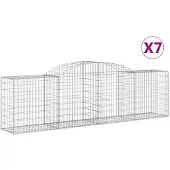 vidaXL Gabionen met boogvorm, 7 stuks, 300x50x80/100 cm, verzinkt staal