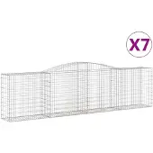 vidaXL Gabionen met boogvorm, 7 stuks, 400x50x100/120 cm, verzinkt staal