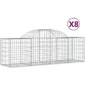 vidaXL Schanskorven 8 st gewelfd 200x50x60/80 cm gegalvaniseerd ijzer
