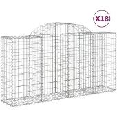 vidaXL Gabionen met boogvorm, 18 stuks, 200x50x100/120 cm, verzinkt staal