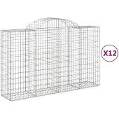 vidaXL Gabionen met boogvorm, 12 stuks, 200x50x120/140 cm, verzinkt staal