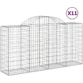 vidaXL Gabionen met hoge boog, 11 stuks, 200x50x100/120 cm, verzinkt staal