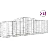 vidaXL Schanskorven 15 st gewelfd 300x50x80/100 cm ijzer