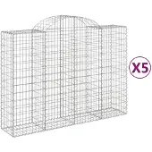 vidaXL Schanskorven 5 st gewelfd 200x50x140/160 cm ijzer