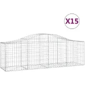 vidaXL Schanskorven 15 st gewelfd 200x50x60/80 cm gegalvaniseerd ijzer