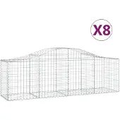 vidaXL Schanskorven 8 st gewelfd 200x50x60/80 cm gegalvaniseerd ijzer