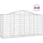 vidaXL Gabionen met boogvorm, 10 stuks, 200x50x100/120 cm, verzinkt staal