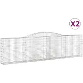 vidaXL Gabionen met hoge boog, 2 stuks, 400x30x100/120 cm, verzinkt staal