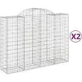 vidaXL Schanskorven 2 st gewelfd 200x50x140/160 cm ijzer