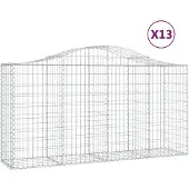 vidaXL Gabionen met boogvorm, 13 stuks, 200x50x100/120 cm, verzinkt staal