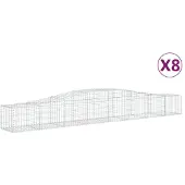 vidaXL Gabionen met boogvorm, 8 stuks, 400x50x40/60 cm, verzinkt staal