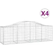 vidaXL Gabionen met boogvorm, 4 stuks, 200x50x60/80 cm, verzinkt staal