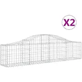 vidaXL Schanskorven 2 st gewelfd 200x30x40/60 cm gegalvaniseerd ijzer