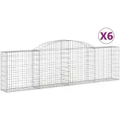 vidaXL Gabionen met boogvorm, 6 stuks, 300x30x80/100 cm, verzinkt staal
