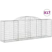 vidaXL Gabionen met boogvorm, 17 stuks, 300x50x100/120 cm, verzinkt staal