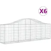 vidaXL Gabionen met boogvorm, 6 stuks, 200x30x60/80 cm, verzinkt staal