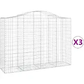 vidaXL Gabionen met boogvorm, 3 stuks, 200x50x140/160 cm, verzinkt staal