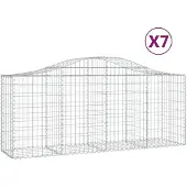 vidaXL Gabionen met boogvorm, 7 stuks, 200x50x80/100 cm, verzinkt staal