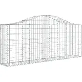 vidaXL Gabion met hoge boog, 200x30x80/100 cm, verzinkt staal