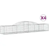 vidaXL Gabionen met boogvorm, 4 stuks, 300x50x40/60 cm, verzinkt staal