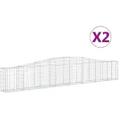 vidaXL Gabionen met boogvorm, 2 stuks, 400x30x60/80 cm, verzinkt staal
