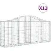 vidaXL Schanskorven 11 st gewelfd 200x30x80/100 cm ijzer